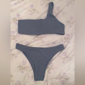 One shoulder grey shein bikini